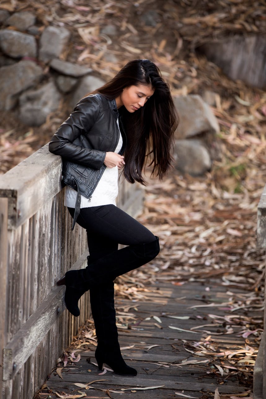 Black Thigh High Boots Black Jeans - Stylishlyme