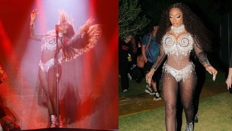 Megan Thee Stallion Performed at L.A. Pride in a Full Custom Diamond L.O.C.A Goddess Look Inspired by Grace Jones and Diana Ross