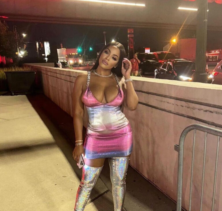 Malaysia Pargo Attends the Renaissance World Tour in Area Ombre Effect Lame Mini Dress and Balenciaga Glitter Boots