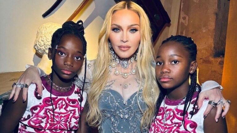 The ‘Queen of Pop’ Madonna Celebrates Her 65th Birthday with Daughters Stella and Estere in Matching Dolce & Gabbana Majolica Prints