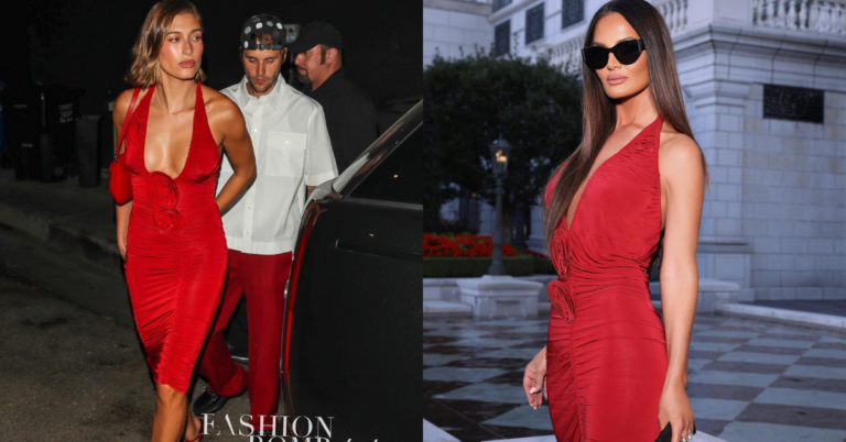 Who Wore it Better? Lisa Barlow vs. Hailey Bieber in Magda Butrym’s Red Rosette Dress